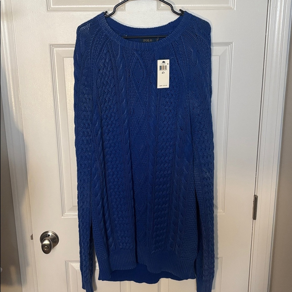 Ralph Lauren Polo Royal Blue Cable Sweater NWT Sz 3XLT Retail $168